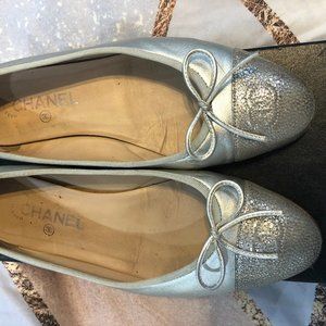 Silver Chanel Ballet Flats size 40/8.5-9